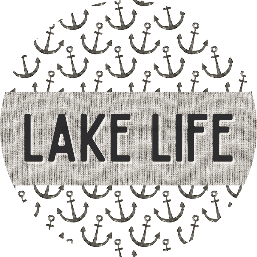 Door Hanger Nautical Sign Anchor Lake 18 Wood Life Decoe-2147-Dh Round