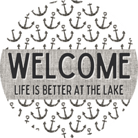 Thumbnail for Door Hanger Nautical Sign Anchor Lake 18 Wood Welcome To The Decoe-2146-Dh Round