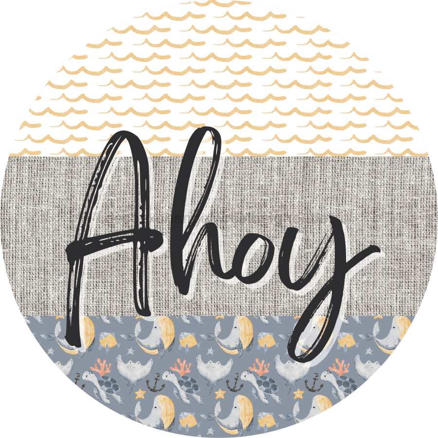 Door Hanger Nautical Sign Whale Beach Turtle 18 Wood Ahoy Decoe-2154-Dh Round