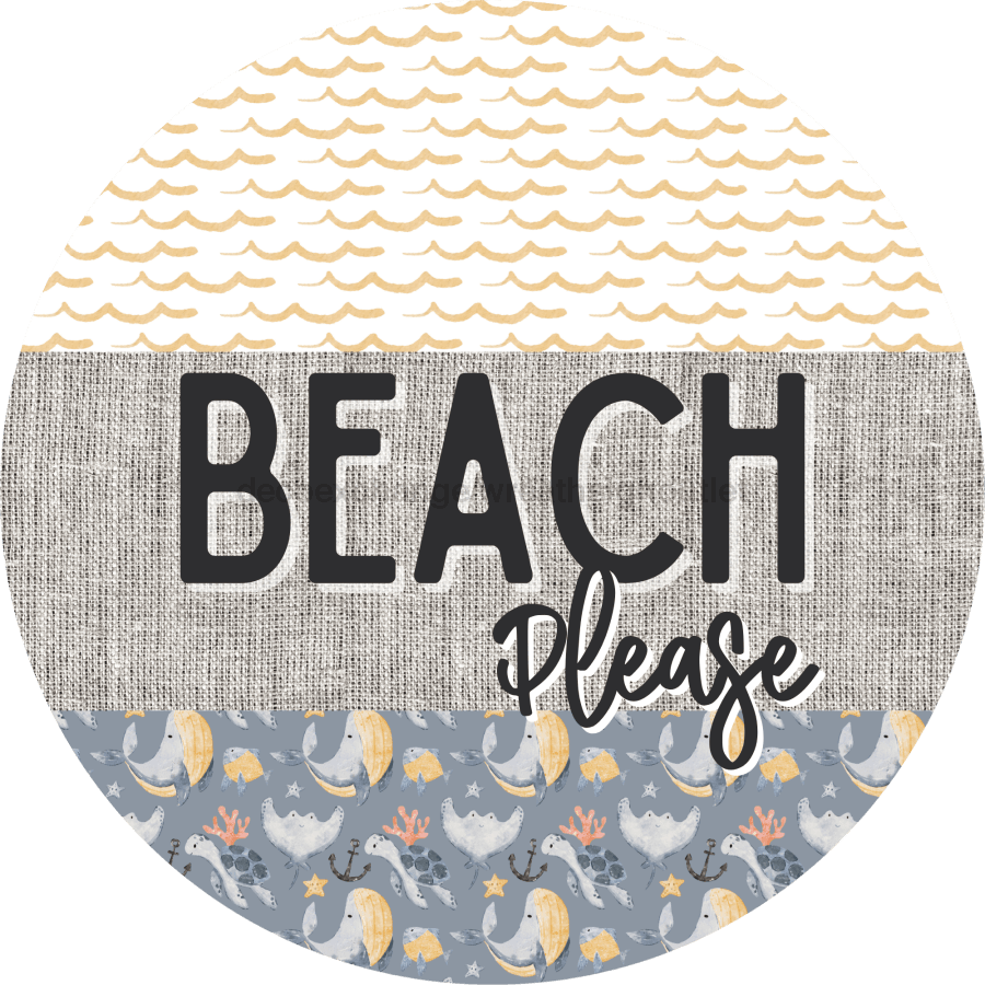 Door Hanger Nautical Sign Whale Beach Turtle 18 Wood Please Decoe-2156-Dh Round