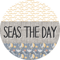 Thumbnail for Door Hanger Nautical Sign Whale Beach Turtle 18 Wood Seas The Day Decoe-2157-Dh Round