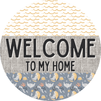 Thumbnail for Door Hanger Nautical Sign Whale Beach Turtle 18 Wood Welcome To My Home Decoe-2151-Dh Round