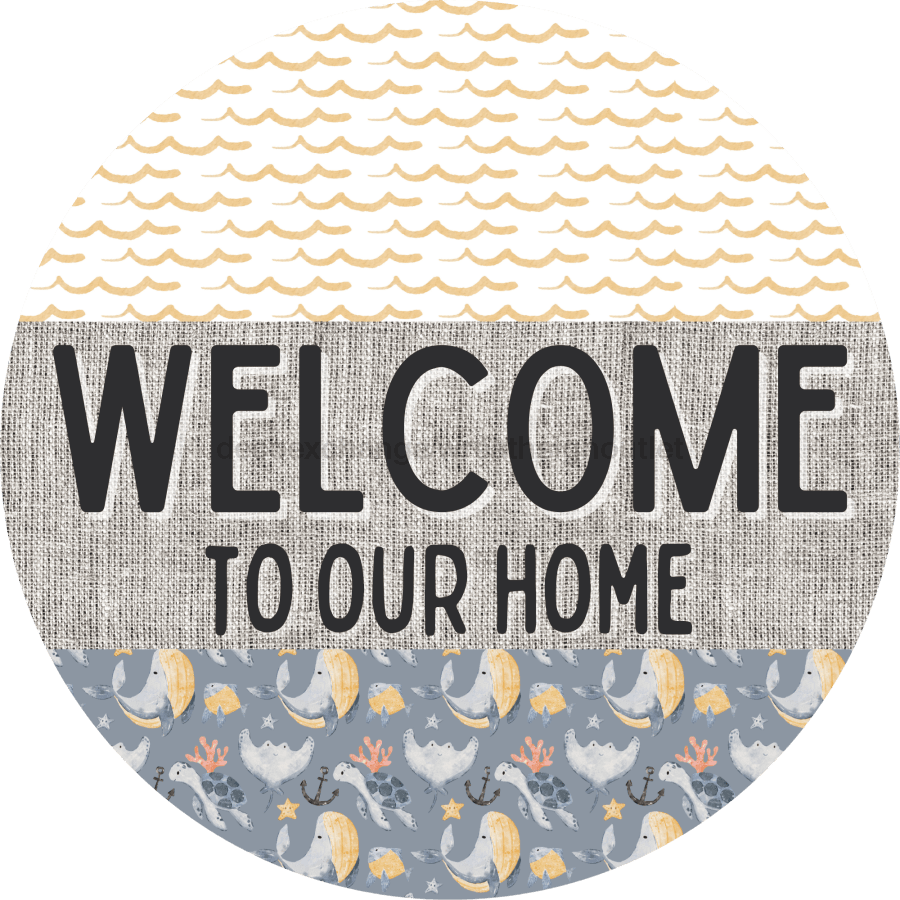 Door Hanger Nautical Sign Whale Beach Turtle 18 Wood Welcome To Our Home Decoe-2150-Dh Round
