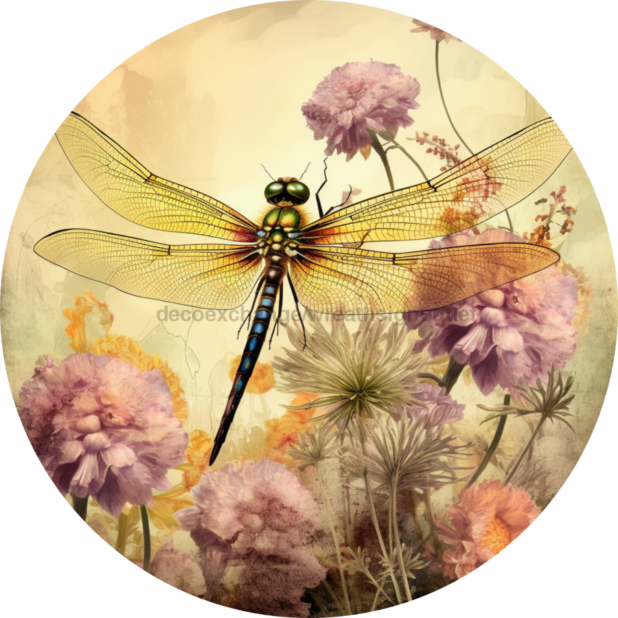 Dragon Fly Wall Art, MB-00011, Sign For Wreath, 10" Metal Sign