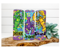 Thumbnail for Drink Drank Drunk Mardi Gras Tumbler, 20 oz Skinny Tumbler - DECOETUMBLER-165