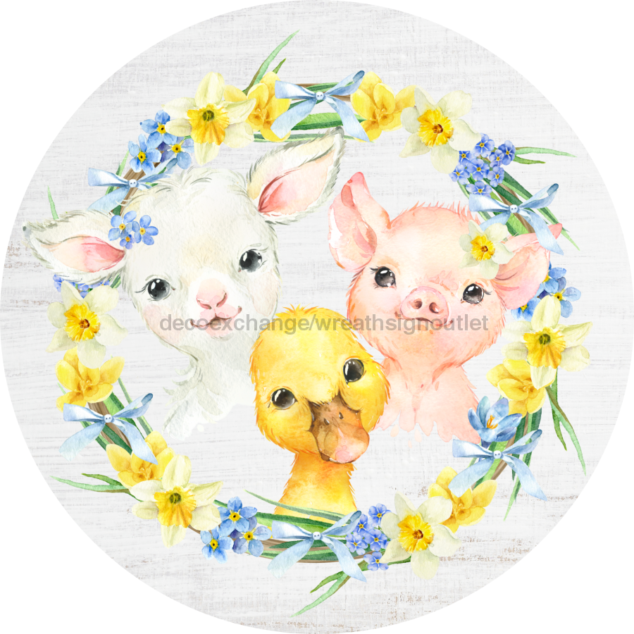 Easter Door Hanger Wreath Dco-01206-Dh 18 Round Wood