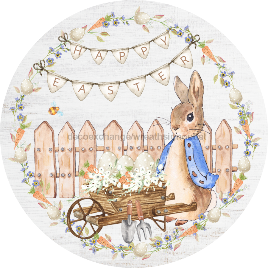 Easter Door Hanger Wreath Dco-01207-Dh 18 Round Wood