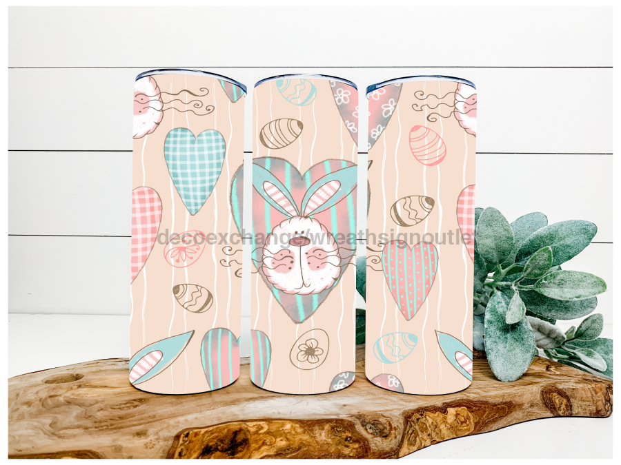 Easter Hearts Tumbler, 20 oz Skinny Tumbler - DECOETUMBLER-126