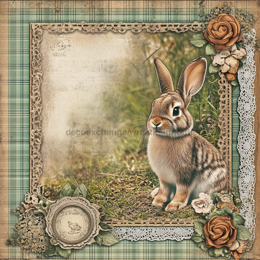 Easter Rabbit Sign, DCO-13227, Sign For Wreath, 10x10" Metal Sign