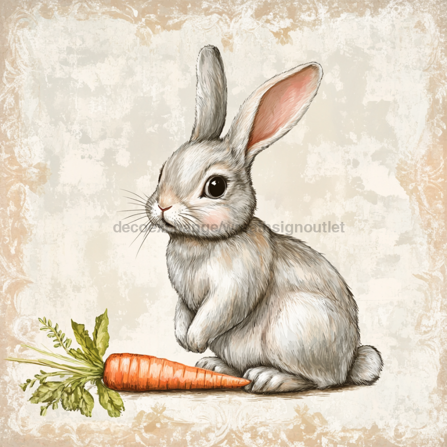 Easter Rabbit Sign, DCO-13229, Sign For Wreath, 10x10" Metal Sign