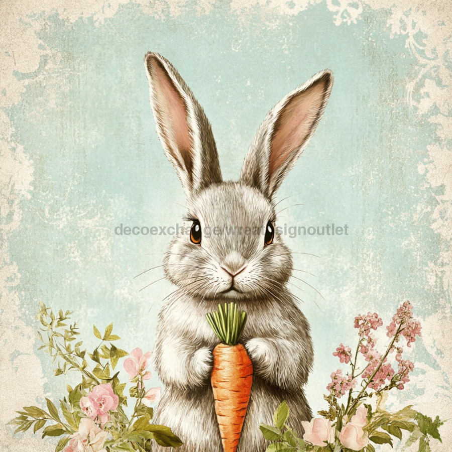 Easter Rabbit Sign, DCO-13230, Sign For Wreath, 10x10" Metal Sign