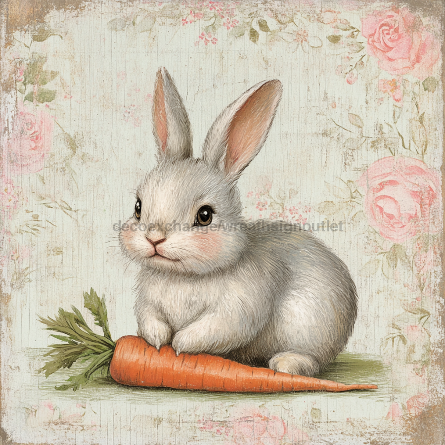 Easter Rabbit Sign, DCO-13231, Sign For Wreath, 10x10" Metal Sign