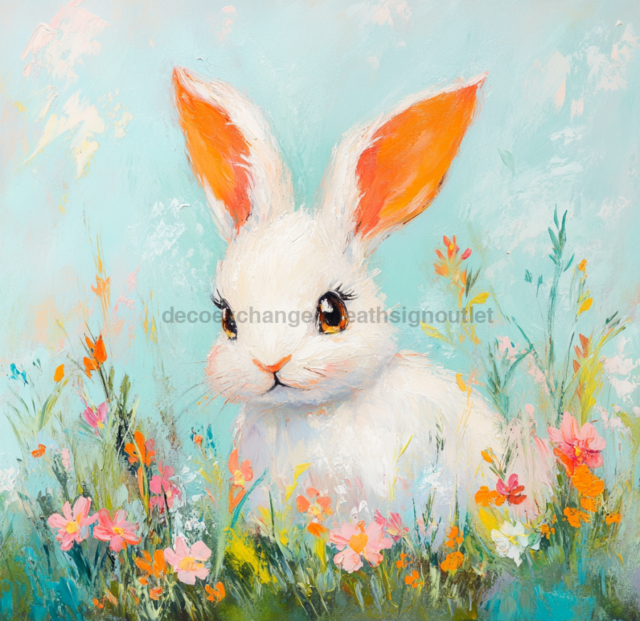 Easter Rabbit Sign, DCO-13233, Sign For Wreath, 10x10" Metal Sign