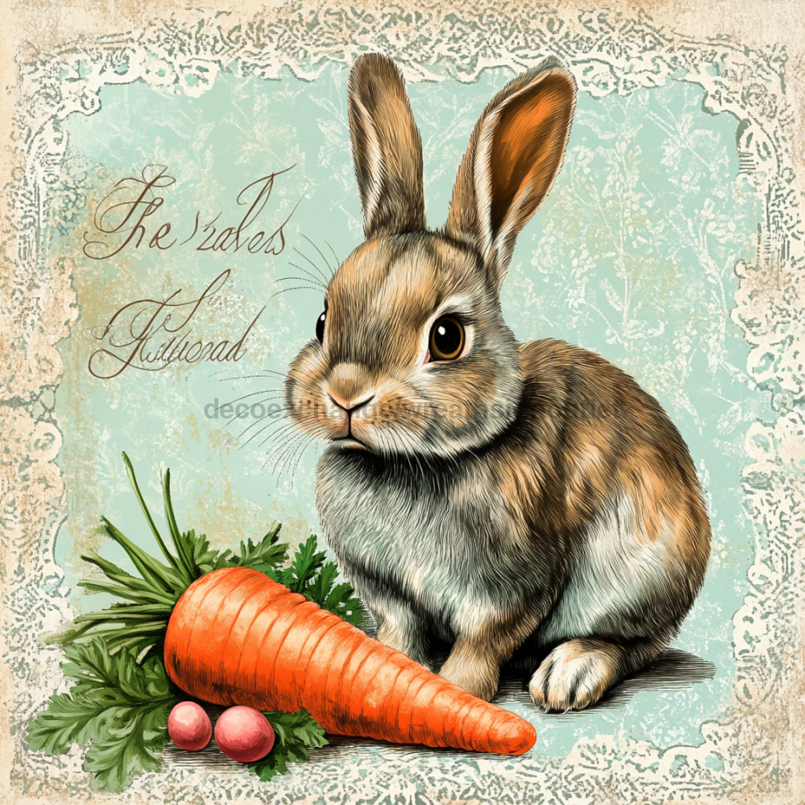 Easter Rabbit Sign, DCO-13246, Sign For Wreath, 10x10" Metal Sign