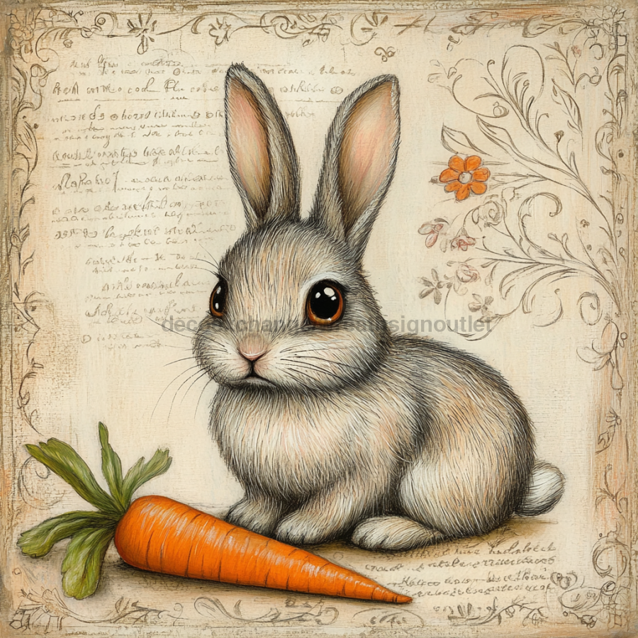 Easter Rabbit Sign, DCO-13247, Sign For Wreath, 10x10" Metal Sign