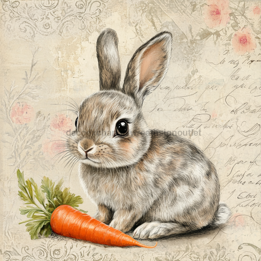 Easter Rabbit Sign, DCO-13248, Sign For Wreath, 10x10" Metal Sign