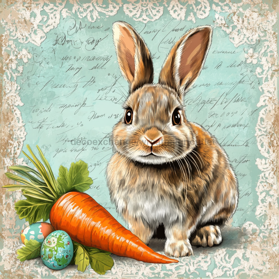 Easter Rabbit Sign, DCO-13251, Sign For Wreath, 10x10" Metal Sign