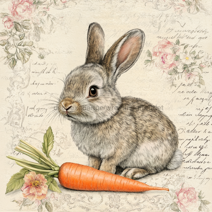 Easter Rabbit Sign, DCO-13255, Sign For Wreath, 10x10" Metal Sign