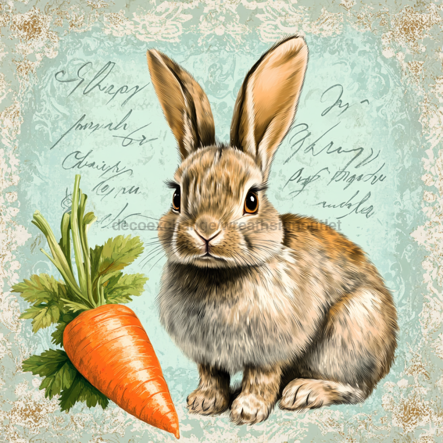 Easter Rabbit Sign, DCO-13264, Sign For Wreath, 10x10" Metal Sign