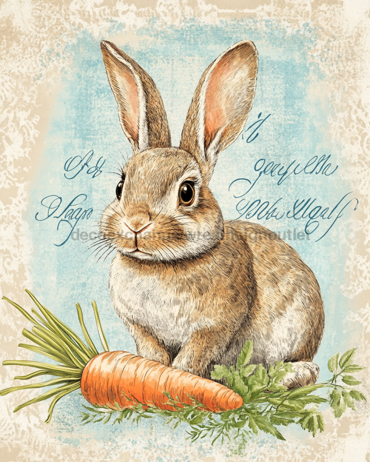 Easter Rabbit Sign, DCO-13269, Sign For Wreath, 8x10" Metal Sign