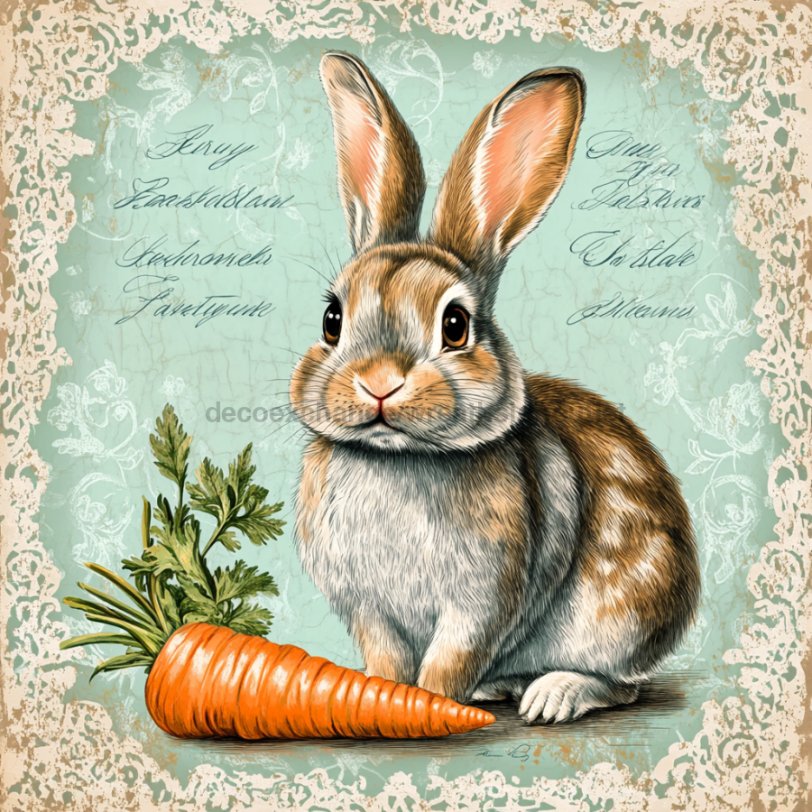 Easter Rabbit Sign, DCO-13274, Sign For Wreath, 10x10" Metal Sign