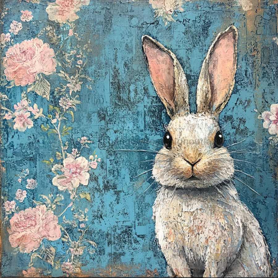 Easter Rabbit Sign, DCO-13288, Sign For Wreath, 10x10" Metal Sign