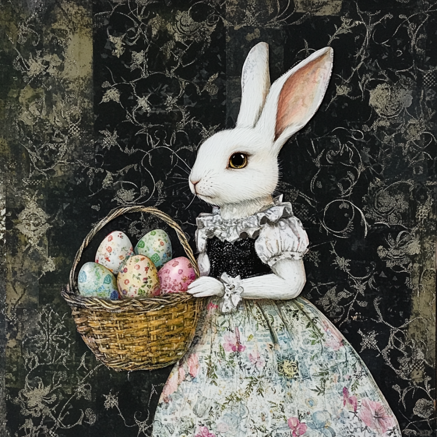 Easter Rabbit Sign, DCO-13295, Sign For Wreath, 10x10" Metal Sign