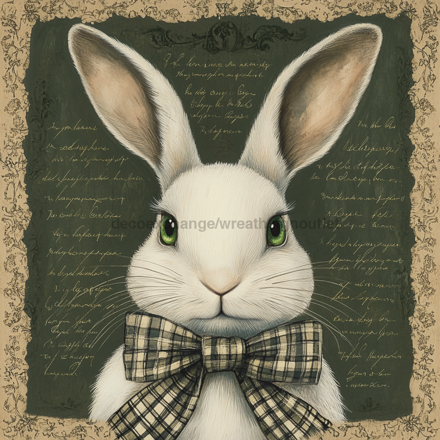 Easter Rabbit Sign, DCO-13296, Sign For Wreath, 10x10" Metal Sign