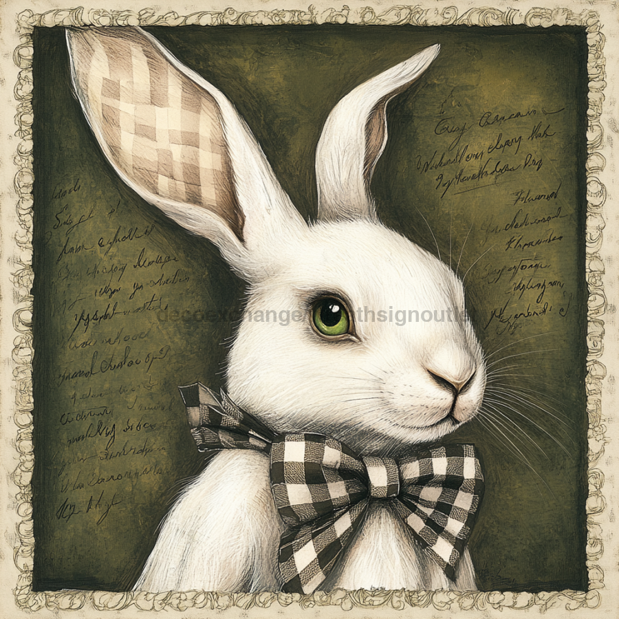 Easter Rabbit Sign, DCO-13297, Sign For Wreath, 10x10" Metal Sign