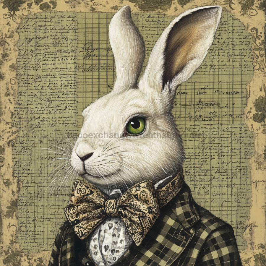 Easter Rabbit Sign, DCO-13299, Sign For Wreath, 10x10" Metal Sign