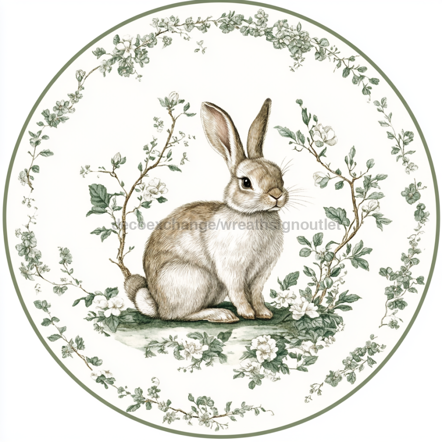 Easter Rabbit Sign, DCO-13322, Sign For Wreath, 10" Metal Sign