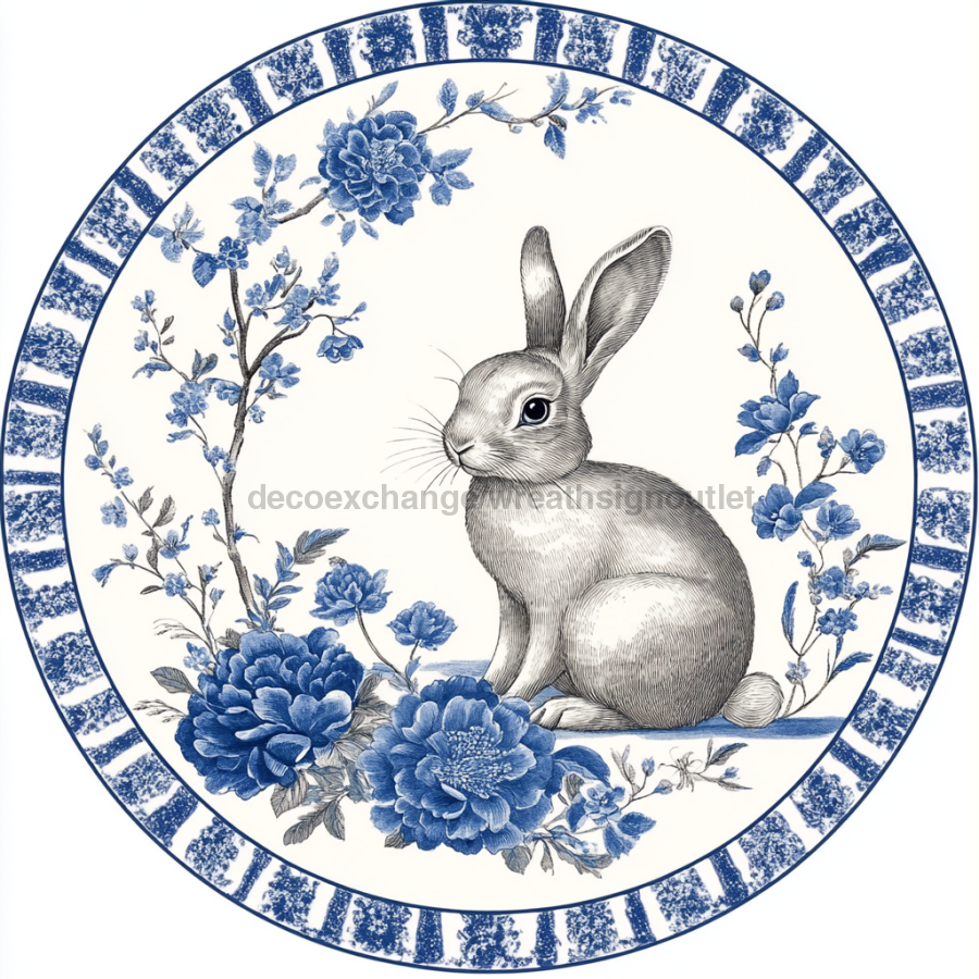 Easter Rabbit Sign, DCO-13328, Sign For Wreath, 10" Metal Sign