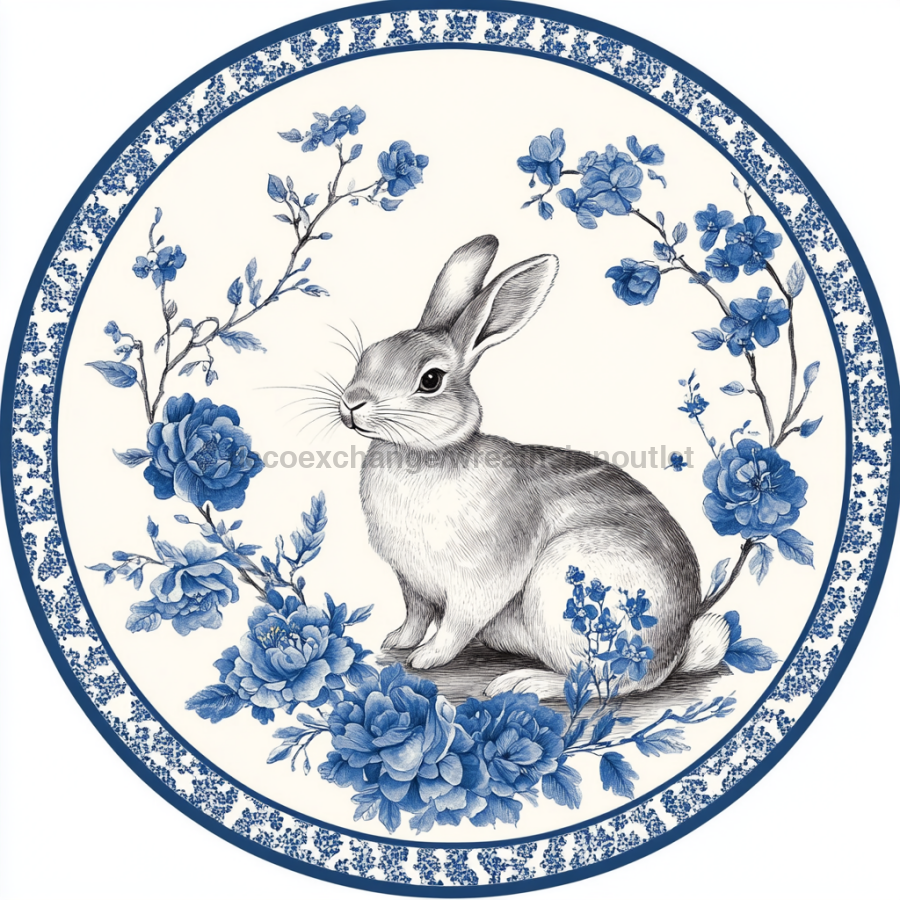 Easter Rabbit Sign, DCO-13332, Sign For Wreath, 10" Metal Sign