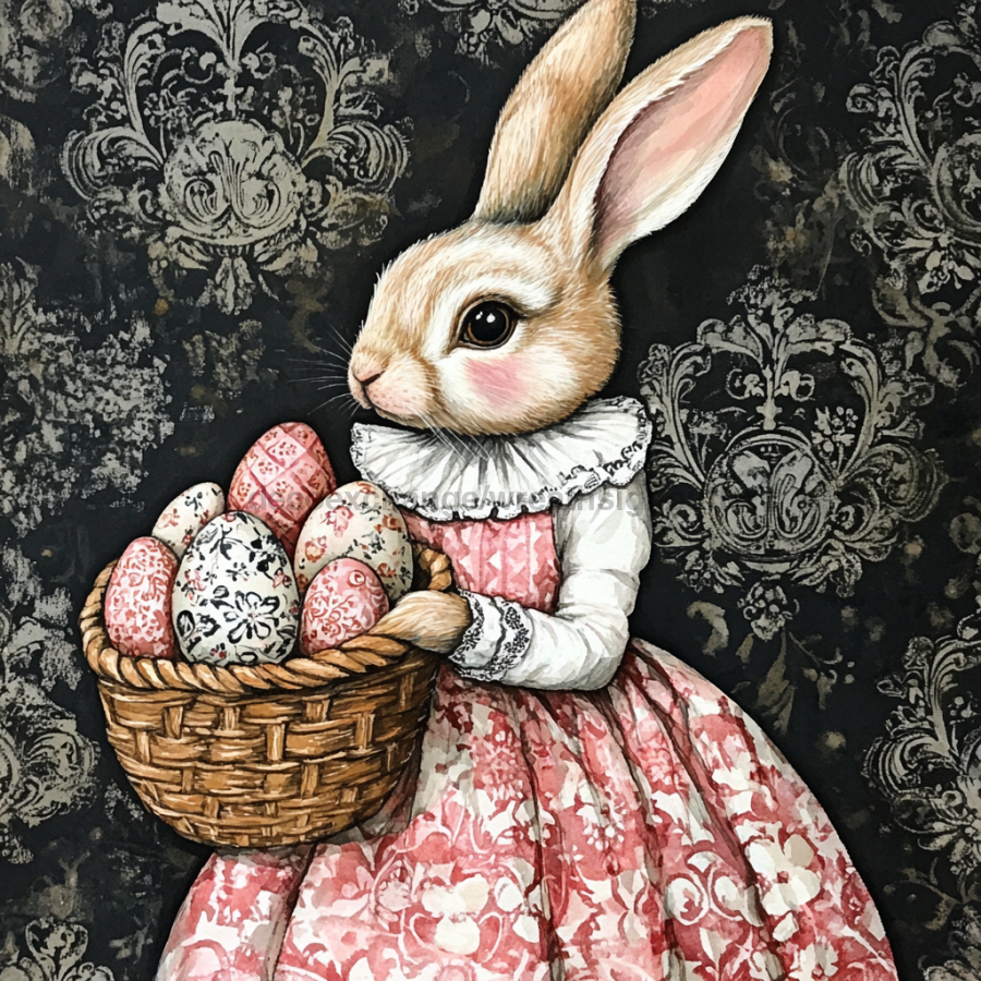 Easter Rabbit Sign, DCO-13421, Sign For Wreath, 10x10" Metal Sign