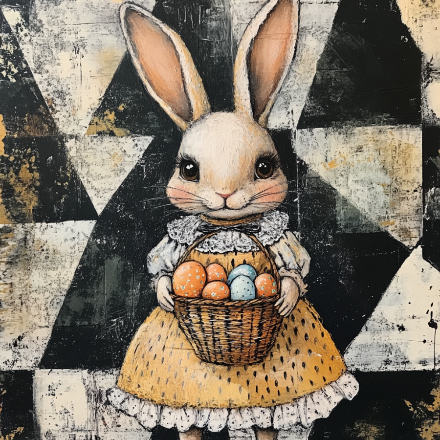 Easter Rabbit Sign, DCO-13424, Sign For Wreath, 10x10" Metal Sign