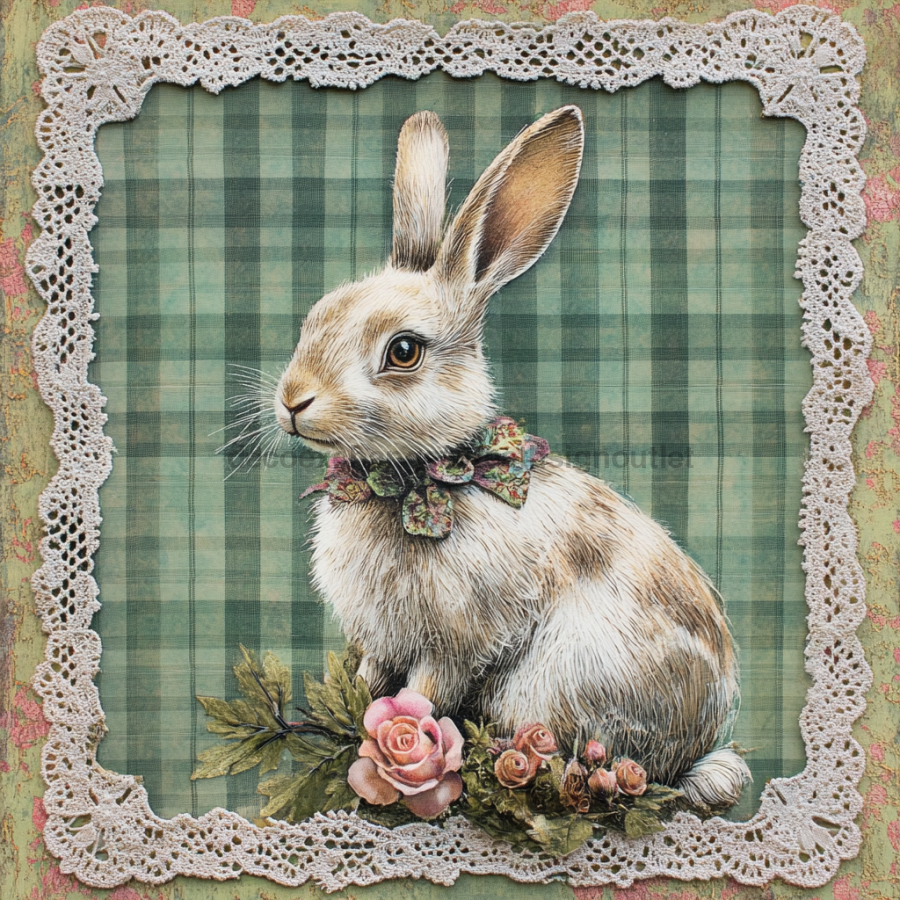 Easter Rabbit Sign, DCO-13460, Sign For Wreath, 10x10" Metal Sign