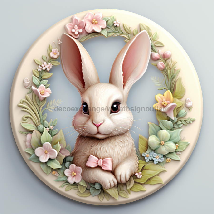 Easter Sign, 3D Bunny Look, DCO-12834, Sign For Wreath, 10" Metal Sign
