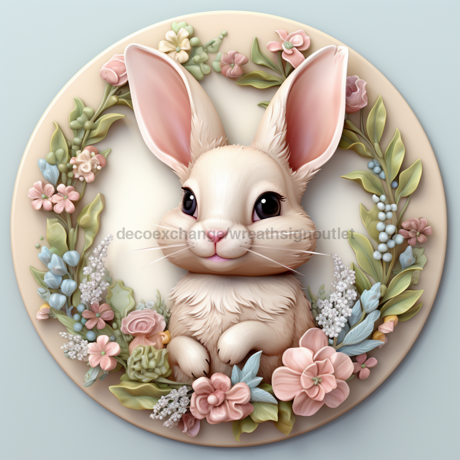 Easter Sign, 3D Bunny Look, DCO-12836, Sign For Wreath, 10" Metal Sign