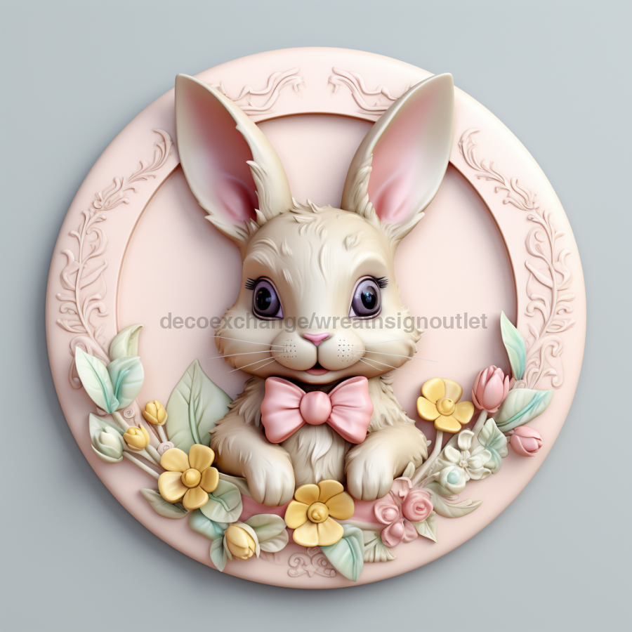 Easter Sign, 3D Bunny Look, DCO-12839, Sign For Wreath, 10" Metal Sign