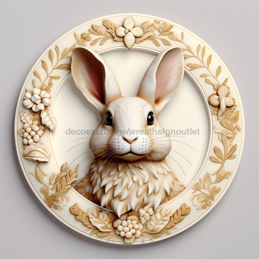 Easter Sign, 3D Bunny Look, DCO-12840, Sign For Wreath, 10" Metal Sign