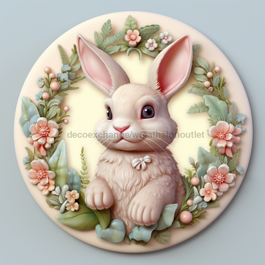 Easter Sign, 3D Bunny Look, DCO-12842, Sign For Wreath, 10" Metal Sign