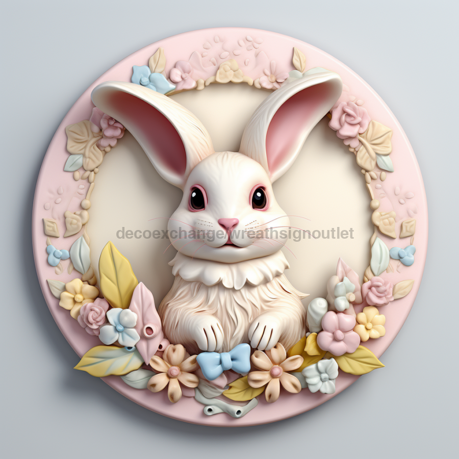 Easter Sign, 3D Bunny Look, DCO-12843, Sign For Wreath, 10" Metal Sign
