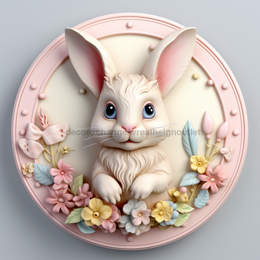 Easter Sign, 3D Bunny Look, DCO-12845, Sign For Wreath, 10" Metal Sign