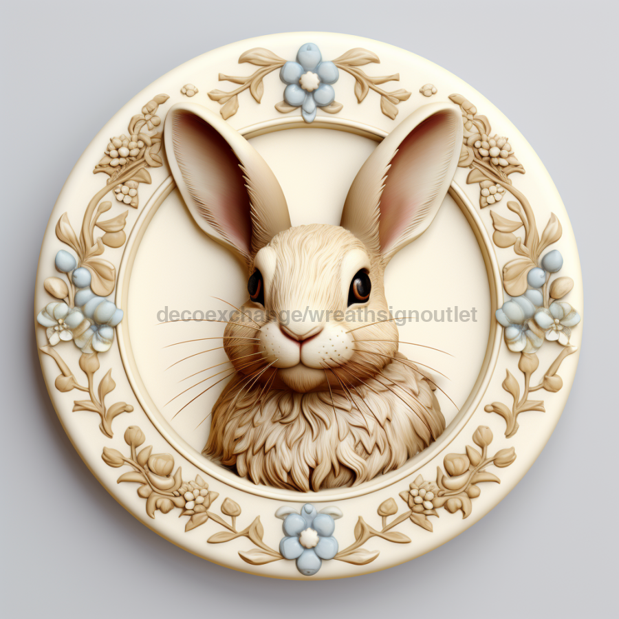 Easter Sign, 3D Bunny Look, DCO-12846, Sign For Wreath, 10" Metal Sign