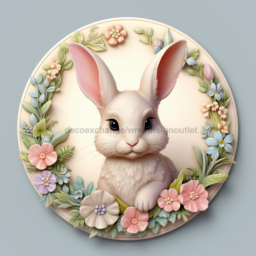 Easter Sign, 3D Bunny Look, DCO-12849, Sign For Wreath, 10" Metal Sign