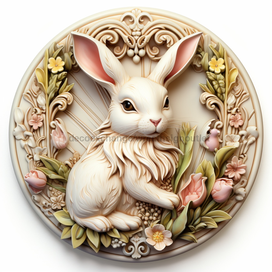 Easter Sign, 3D Bunny Look, DCO-12850, Sign For Wreath, 10" Metal Sign