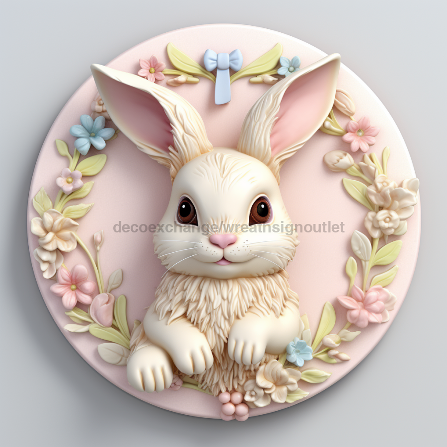 Easter Sign, 3D Bunny Look, DCO-12851, Sign For Wreath, 10" Metal Sign
