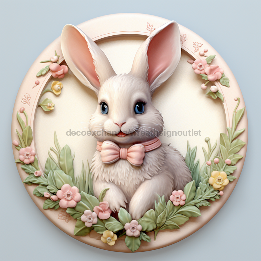 Easter Sign, 3D Bunny Look, DCO-12855, Sign For Wreath, 10" Metal Sign