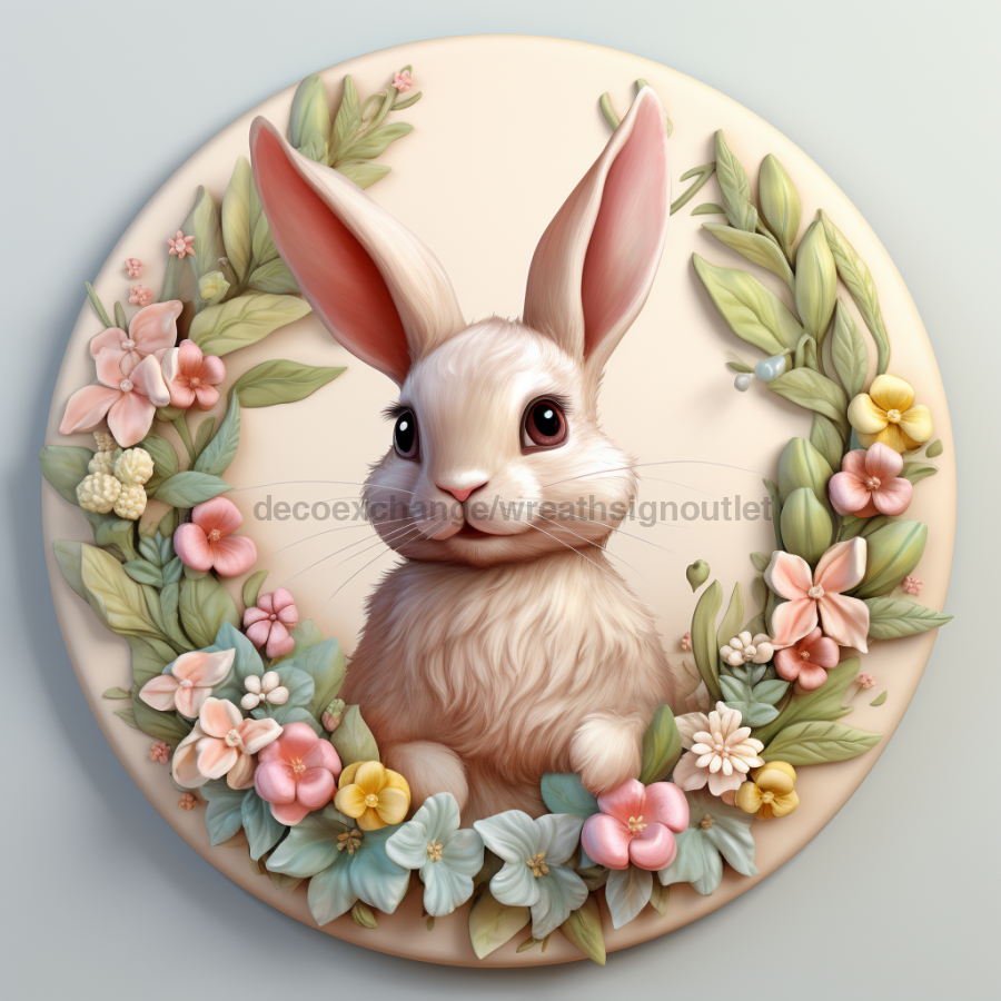 Easter Sign, 3D Bunny Look, DCO-12857, Sign For Wreath, 10" Metal Sign