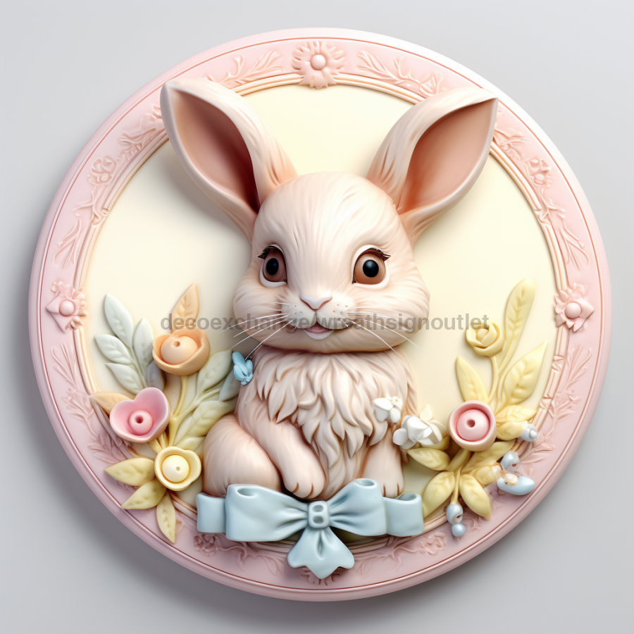 Easter Sign, 3D Bunny Look, DCO-12858, Sign For Wreath, 10" Metal Sign